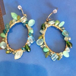 Gold full Wired Gemstones Hoop Earring
